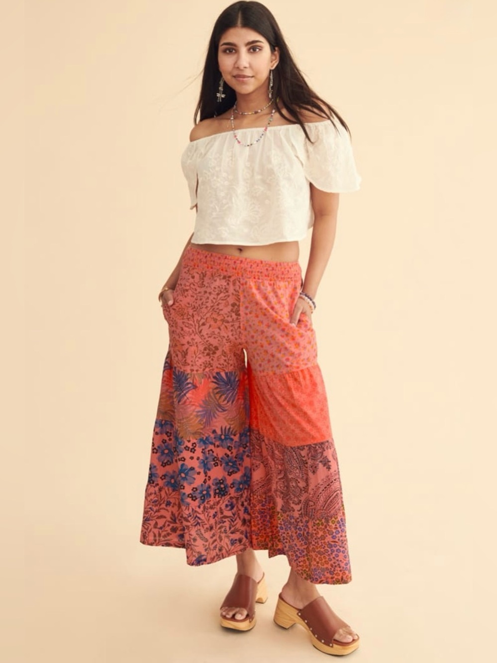 Patchwork Wide Leg Pants